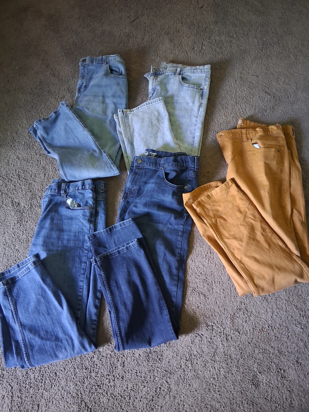 Boys Set Of 5 Wonder Nation Jeans Muticolor  Size 16 Husky
